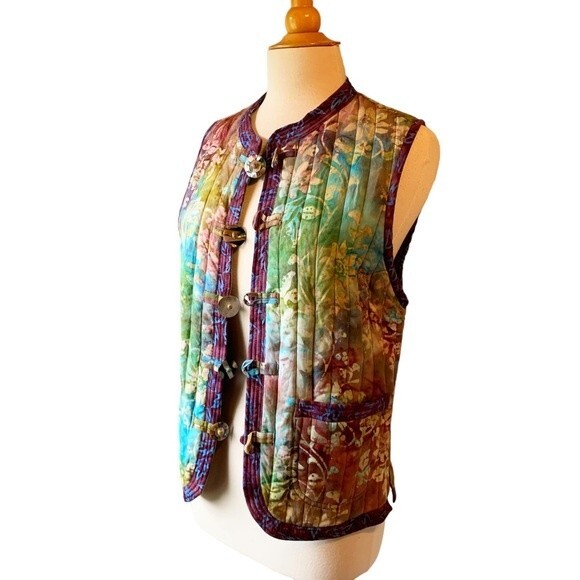 NWT Quilted Colorful Batik Reversible Wearable Art Festival Vest -Small - Picture 9 of 9